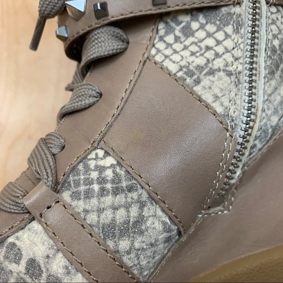 Sam Edelman Brogan Wedge Gray Tan Snake Sneakers 6 - Picture 12 of 15